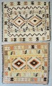 TWO VINTAGE KILM RUGS EACH W 101CM, L 128CM.
