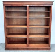 YEW WOOD FINISH 8 TIER BOOKSHELF, W 152CM X D 35CM X H 152CM.