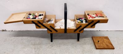 VINTAGE SATIN WOOD CANTILEVER SEWING BOX - AF.