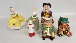 A GROUP OF 3 CHARACTER / TOBY JUGS TO INCLUDE MELBA WARE,