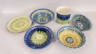 A GROUP OF 6 WELSH GLAZED STUDIO POTTERY EXAMPLES BY 