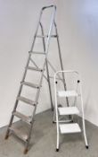 ALUMINIUM 7 TREAD STEP LADDER AND 3 STEP STEP LADDER.