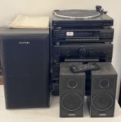 5 PIECES OF KENWOOD HI-FI SEPARATES TO INCLUDE TURNTABLE P-25, TUNER T-74L, AMP A-34,