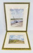 TWO FRAMED AND MOUNTED COASTAL WATERCOLOUR SCENES TITLED 