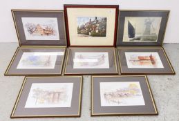 A SET OF 6 FRAMED AND MOUNTED PRINTS,