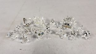 A GROUP OF ASSORTED CRYSTAL ORNAMENTS TO INCLUDE MAINLY SWAROVSKI EXAMPLES.