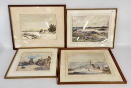 TWO FRAMED AND MOUNTED WATERCOLOURS DEPICTING BROADLAND SCENES BEARING SIGNATURE R.W.