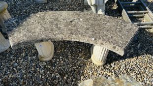 A STONEWORK GARDEN BENCH, LENGTH 125CM.