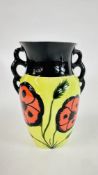 A LORNA BAILEY LIMITED EDITION 6/10 TWO HANDLED POPPY VASE, H 14CM.