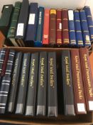 STAMPS: TWO BOXES OF SECONDHAND BINDERS AND ALBUMS, LIGHTHOUSE GB HINGELESS,