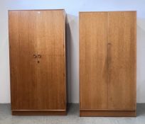 TWO VINTAGE OAK FINISH WARDROBES.
