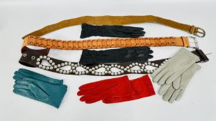 THREE DESIGNER LADIES BELTS TO INCLUDE MAX MARA BETTY JACKSON AND VETONO PLUS FOUR PAIRS OF