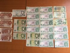 BANKNOTES: PACKET OF UK NOTES INCLUDING 10/- O'BRIEN (2), HOLLOM (2), £5 GILL ETC. (26).