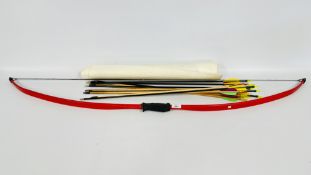 INDIAN ARCHERY BOW AND ARROWS.