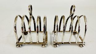 A MATCHED PAIR OF ANTIQUE SILVER TOAST RACKS, BIRMINGHAM 1935 & 1932, MAKER MAPPIN & WEBB,