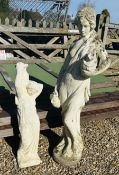2 X STONEWORK CLASSICAL FEMALE GARDEN FIGURES, THE TALLEST 130CM.