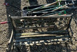 A DECORATIVE CAST IRON ENDED BENCH FOR RESTORATION,