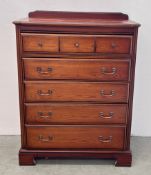 CHERRYWOOD FINISH J.E COYLE 5 DRAWER CHEST, W 87CM.
