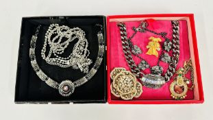 A GROUP OF BUTLER & WILSON COSTUME JEWELLERY (SEVEN ITEMS TO INCLUDE NECKLACES, BROOCHES,