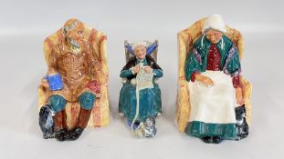 A GROUP OF 3 ROYAL DOULTON STUDIES TO INCLUDE FORTY WINKS HN1974,
