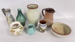 A DENBY STONEWARE FERNDALE PATTERN VASE H 25.