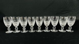 A SET OF 6 WATERFORD CRYSTAL COLLEEN PATTERN LIQUEUR GLASSES,