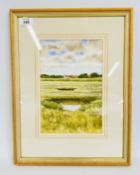 A FRAMED AND MOUNTED WATERCOLOUR TITLED MORNING LIGHT BRANCASTER STAITHE NORFOLK BEARING SIGNATURE