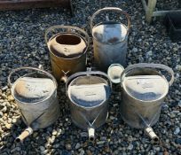 5 X GALVANISED WATERING CANS.