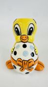 A LORNA BAILEY PROTOTYPE EASTER CHICK EGG CUP, H 12CM.