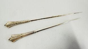 TWO ANTIQUE SILVER HAIR PINS, LONDON 1893 MAKER F.H.