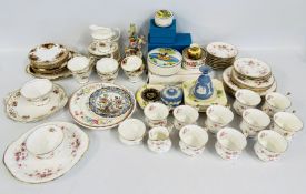 THREE BOXES OF SUNDRY CHINA TO INCLUDE ROYAL ALBERT OLD COUNTRY ROSES & DAMASK TEA WARE,