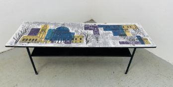 MID CENTURY JOHN PIPER LONDON SKYLINE TWO TIER COFFEE TABLE.