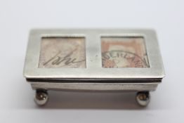 A 1906 SILVER DOUBLE STAMP CASE.