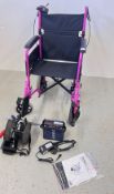 ELITE CARE LIGHTWEIGHT FOLDING WHEELCHAIR WITH POWER GLIDE ELECTRIC MOBILITY AID PACK (ADD POWER