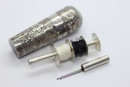 A CHINESE SILVER SEWING ETUI C1900.