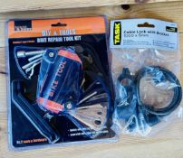 12 X AS NEW BIKE TOOL KITS AND 12 AS NEW BIKE LOCKS.