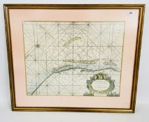 A FRAMED AND MOUNTED MAP OF LOCAL INTEREST TITLED 