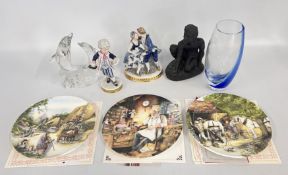 A LENOX CRYSTAL ART GLASS VASE AND A DOLPHIN STUDY + A HEREDITIES LIMITED KIRKBY STEPHEN