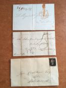 STAMPS: GB 1841 JULY 16 WRAPPER WOODBRIDGE TO HALESWORTH BEARING 1d BLACK.