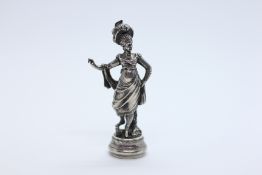 A CONTINENTAL SILVER SEAL IN THE FORM OF AN ELEGANT LADY MARKED ON BACK.