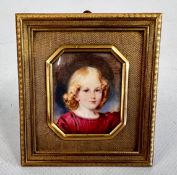 A LATE C19TH AUSTRIAN RECTANGULAR MINIATURE BY KARL VON SAAR OF A CHILD IN A RED TUNIC: SIGNED - IN