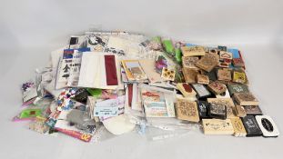 3 X BOXES OF ASSORTED PAPER CRAFT ITEMS INCLUDING CARDS, ENVELOPES,