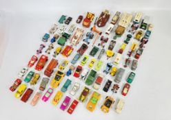 A GROUP OF VINTAGE DIE-CAST MODEL VEHICLES TO INCLUDE DINKY, CORGI AND MATCHBOX EXAMPLES.