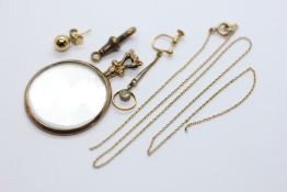 A VINTAGE 9CT GOLD MOUNTED MAGNIFYING PENDANT, CLASP MARKED 15CT,