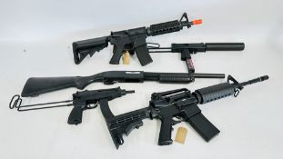 5 ASSORTED 6MM BB AIR SOFT GUNS INCLUDING BROTHERS IN ARMS, PUMP ACTION GAS ETC.