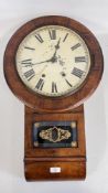 ANTIQUE MAHOGANY CASED DROP DIAL WALL CLOCK.