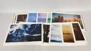 A SET OF 13 LIMITED EDITION BRIAN HODGSON COMPUTER GENERATED PRINTS OF HISTORICAL SHIPS,