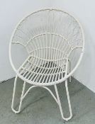 MODERN METAL FRAMED AND WOVEN GARDEN EASY CHAIR.
