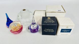 ART GLASS PAPERWEIGHTS INCLUDING CAITHNESS EXAMPLES BOXED.