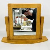 A MODERN OAK DRESSING TABLE MIRROR.